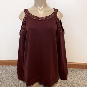 Knox Rose Stud Detailed Cold Shoulder Top